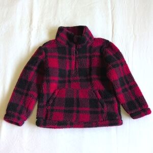 george red & black plaid teddy popover sweatshirt 3T toddler unisex